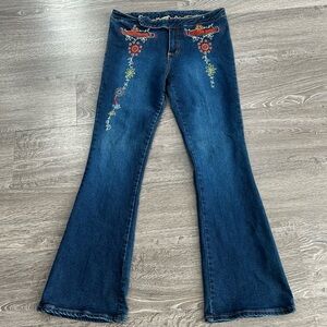 WATCH LA Indigo Flare Jeans with Vibrant Embroidery